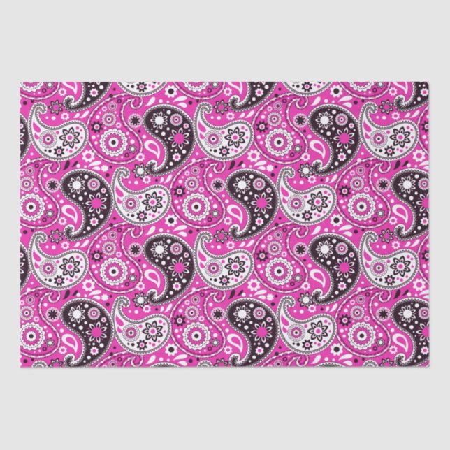 Papel De Seda Padrão Bonito de Paisley Rosa (Frente )