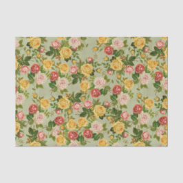 Papel De Seda Padrão Bonito de Rosa Floral de Vintage Country