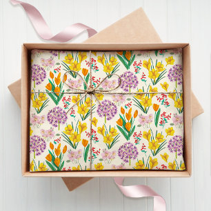 Papel De Seda Padrão Botânico bonito Primavera Floral
