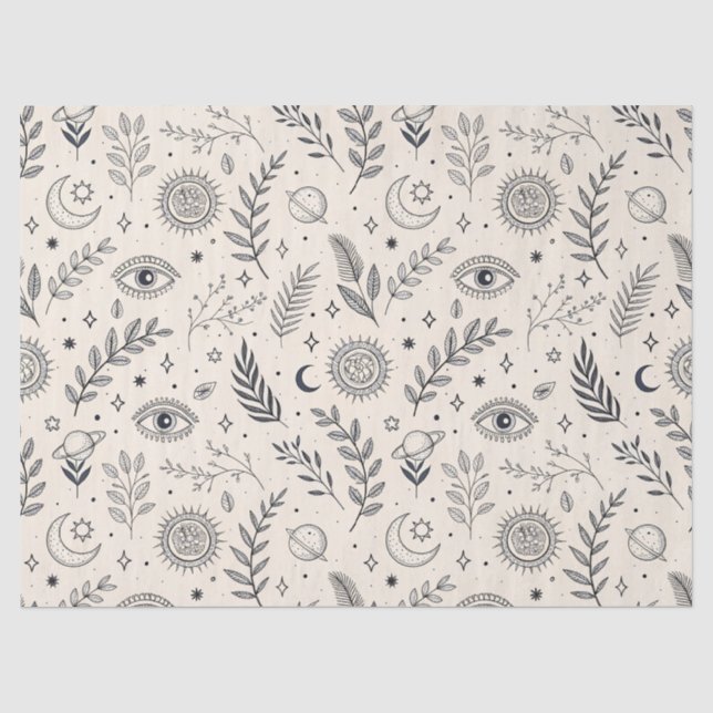 Papel De Seda Padrão Botânico Celestial (5) (Frente )