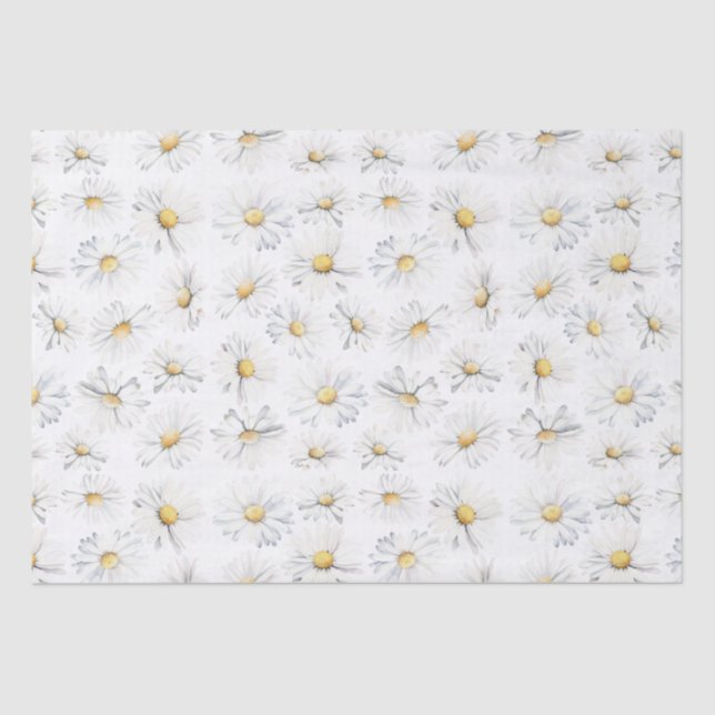 Papel De Seda Padrão Botânico das Flores Brancas (Frente )