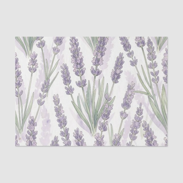 Papel De Seda Padrão Botânico de Aquarela com Ramalhetes de Lava (Frente )
