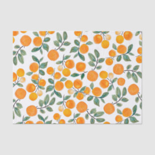 Papel De Seda Padrão Botânico de Aquarela Laranja de Laranja Bon