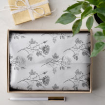 Padrão Botânico de Arte Linear de Rosa Vintage em 