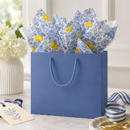 Papel De Seda Padrão Botânico de Limão Azul Vintage