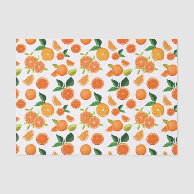 Papel De Seda Padrão Botânico do Citrus Laranja (Frente )