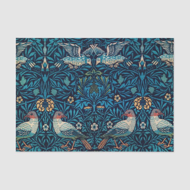 Papel De Seda Padrão Botânico e Pássaro Floral do Abstrato da Vi (Frente )