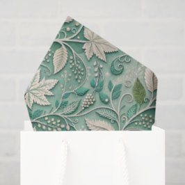 Papel De Seda Padrão Botânico Vintage Bege Verde Pastel