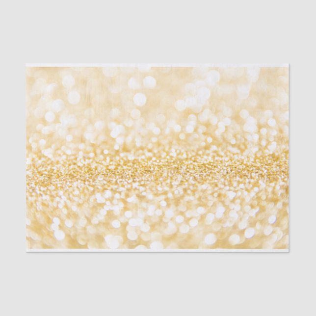 Papel De Seda Padrão Brilhante Dourado E Branco Da Largura (Frente )