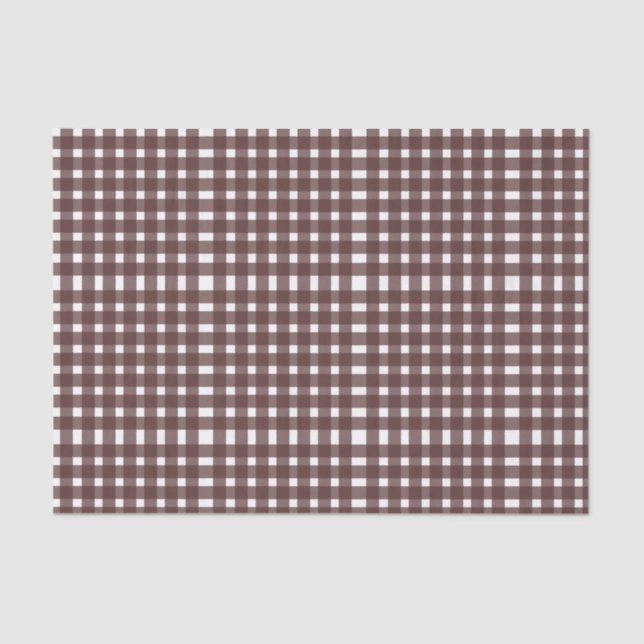 Papel De Seda Padrão Brown White Gingham (Frente )