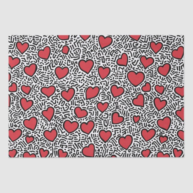 Papel De Seda Padrão cardíaco de pop Art (Frente )