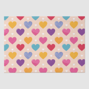 Papel De Seda Padrão cardíaco de Pop de arte colorida