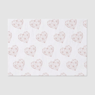 Papel De Seda Padrão Cardíaco Geométrico de Folha Rosa de Ten