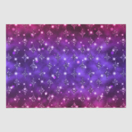 Papel De Seda Padrão Celestial com Glitter Ombre Roxo e Rosa