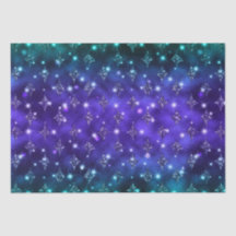 Padrão Celestial com Glitter Ombre Roxo e Turquesa