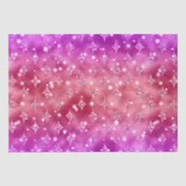 Papel De Seda Padrão Celestial das Estrelas do Ombre Rosa e Verm