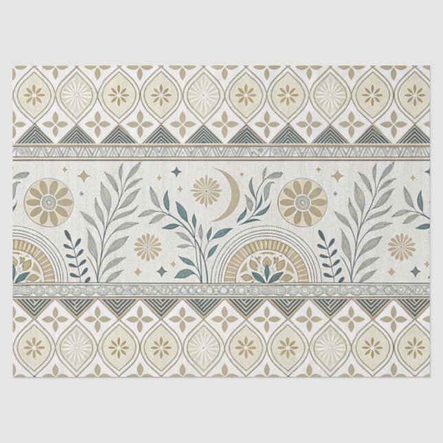 Papel De Seda Padrão Celestial De Arte Folclórica Celestial (Frente )