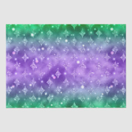 Papel De Seda Padrão Celestial de Brilho Roxo e Verde
