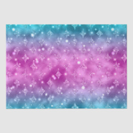 Papel De Seda Padrão Celestial de Estrela com Brilho Ombre Rosa 