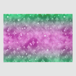 Papel De Seda Padrão Celestial de Estrela com Glitter Ombre Rosa