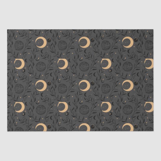 Papel De Seda Padrão Celestial de Sol e Lua (Frente )