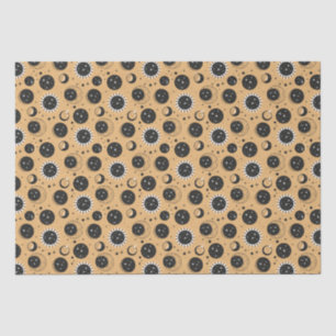 Papel De Seda Padrão Celestial de Sol e Lua