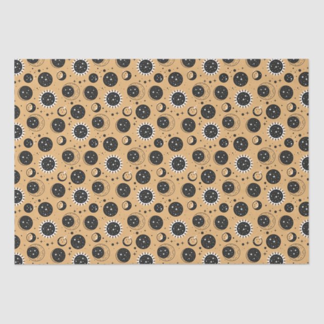 Papel De Seda Padrão Celestial de Sol e Lua (Frente )