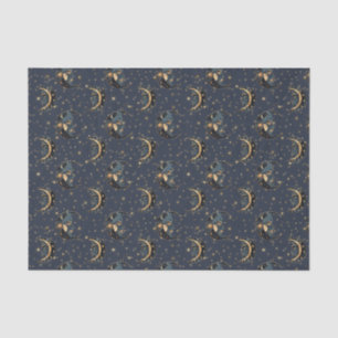 Papel De Seda Padrão Celestial Lua Dourada Noite Estrelada (3)