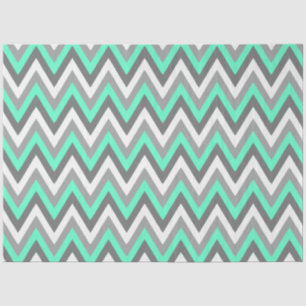Papel De Seda Padrão Chevron Cinza Branco Decoupage Verde Menta
