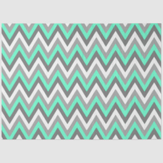 Papel De Seda Padrão Chevron Cinza Branco Decoupage Verde Menta