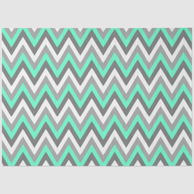 Papel De Seda Padrão Chevron Cinza Branco Decoupage Verde Menta (Frente )