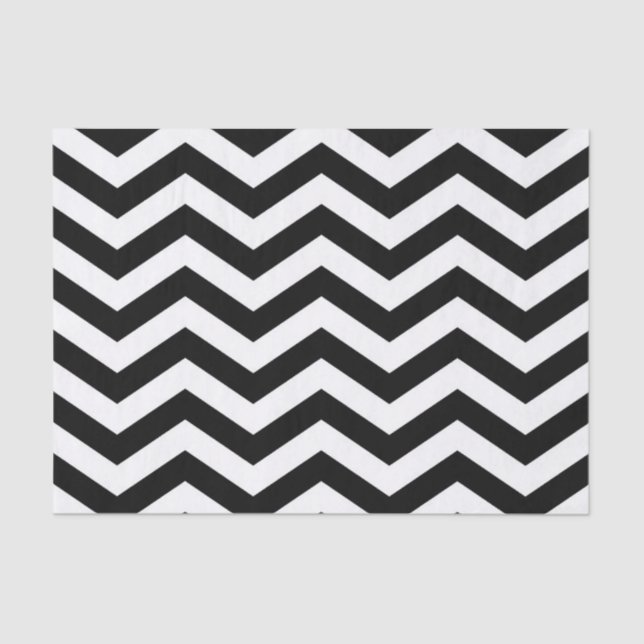 Papel De Seda Padrão Chevron em preto e branco (Frente )