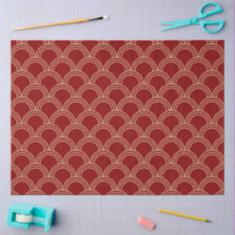 Papel De Seda Padrão Chinês Tradicional Vermelho e Dourado