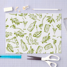 Papel De Seda Padrão Clássico de Casa de Campo Verde Oliva Medit