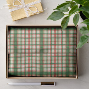 Papel De Seda Padrão Clássico de Xadrez de Aquarela Verde Verde