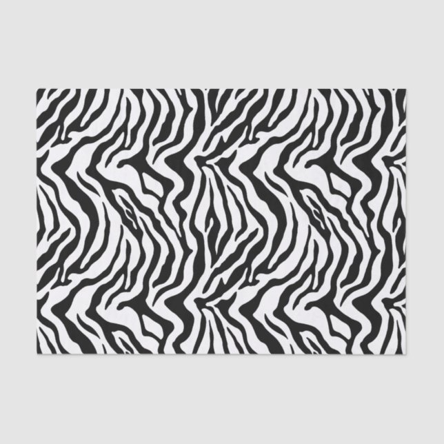 Papel De Seda Padrão clássico de zebra animal preto e branco (Frente )
