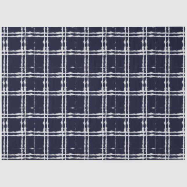 Papel De Seda Padrão Clássico do Abstrato Tie Dye Azul Denim (Frente )