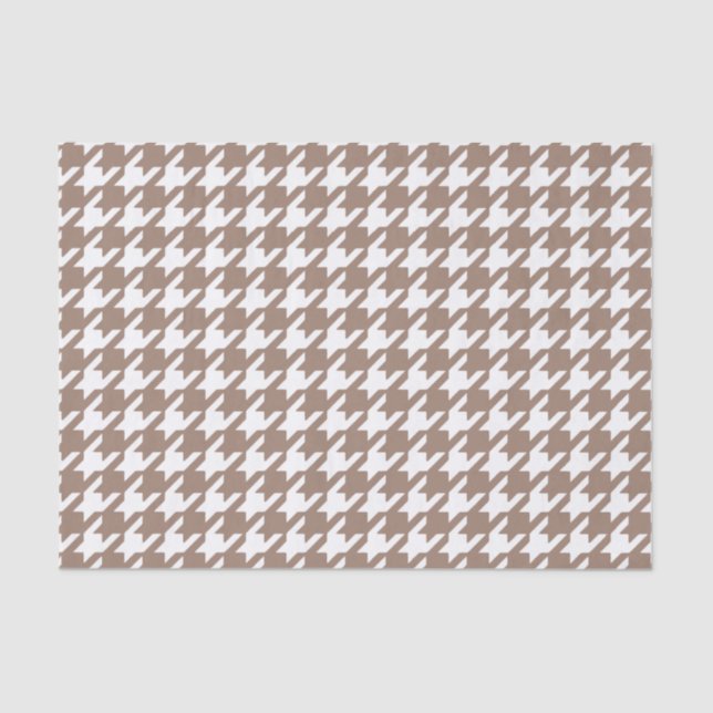 Papel De Seda Padrão Clássico e Branco de Houndstooth (Frente )