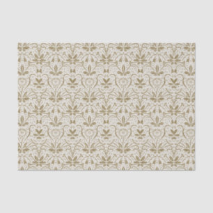 Papel De Seda Padrão Clássico Elegante Vintage Beige Floral