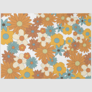Papel De Seda Padrão Colorido da Flor Retro