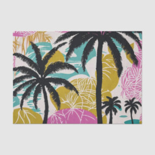 Papel De Seda Padrão Colorido da Palmeira Tropical
