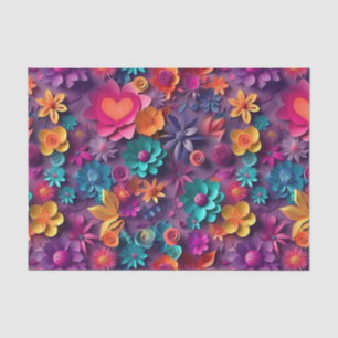 Papel De Seda Padrão Colorido das Flores de Mola