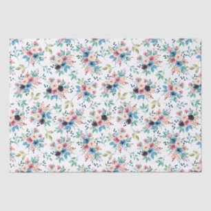 Papel De Seda Padrão colorido das flores de primavera