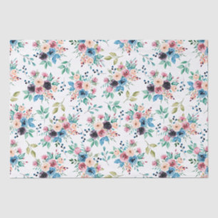 Papel De Seda Padrão colorido das flores de primavera
