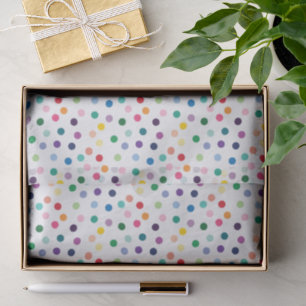 Papel De Seda Padrão Colorido De Arte Polkadot Sobre Branco Cent