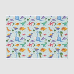Papel De Seda Padrão Colorido de Dinossauro Bonito