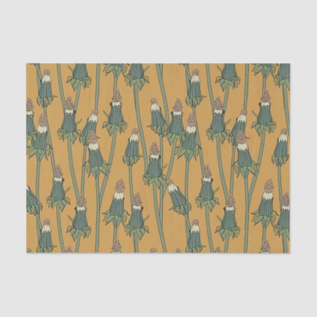 Papel De Seda Padrão com dandelion não aberto (Frente )