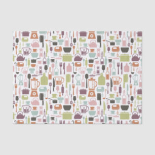 Papel De Seda Padrão com ícones coloridos de cozinhar