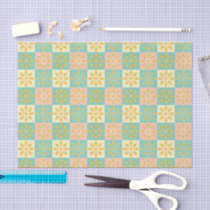 Papel De Seda Padrão contínuo com motivos florais geométricos
