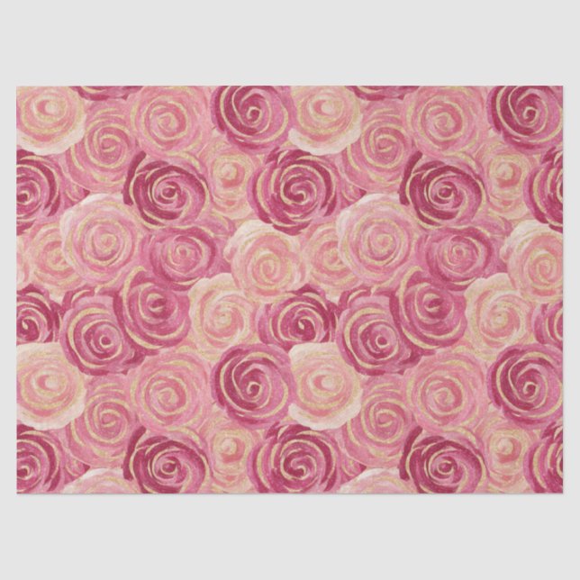 Papel De Seda Padrão contínuo de brilho com redemoinho de rosa c (Frente )